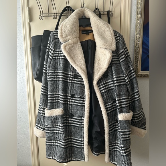 Plaid Black and White Coat - Picture 1 of 5
